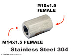 M14x1.5 FEMALE to M10x1.5 FEMALE Stainless Sensor Adaptor Fittings Conversion