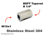 M10x1 FEMALE to BSPT Tapered R 1/4" FEMALE Stainless Adaptor Fittings Conversion
