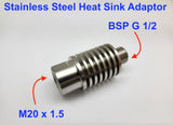 Stainless Heat Sink Adaptor for High Temp Pressure Gauge Sensor M20 to BSP G 1/2