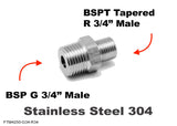 BSP G 3/4" Male to BSPT Tapered R 3/4" Male Stainless Sensor Adaptor Fittings