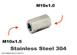 M10x1.5 FEMALE to M10x1.0 FEMALE Stainless Sensor Adaptor Fittings Conversion