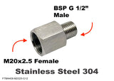 M20x2.5 FEMALE to BSP G 1/2" MALE Stainless Sensor Adaptor Fittings Conversion