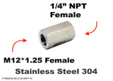 M12*1.25 FEMALE to 1/4" NPT FEMALE Stainless Sensor Adaptor Fittings Conversion