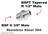BSP G 3/8" Male to BSPT Tapered R 1/2" Male Stainless Sensor Adaptor Fittings