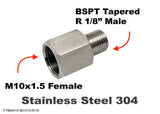 M10x1.5 FEMALE to BSPT R 1/8" MALE Stainless Sensor Adaptor Fittings Conversion