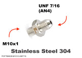 M10x1 MALE to UNF 7/16 (AN4) MALE Stainless Sensor Adaptor Fittings Conversion