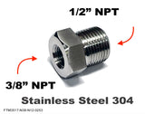 3/8" NPT Female to 1/2" NPT Male Stainless Sensor Adaptor Fittings Conversion