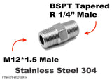 M12*1.5 MALE to BSPT Tapered R 1/4" MALE Stainless Sensor Adaptor Fittings