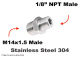 M14x1.5 Male to 1/8" NPT Male Stainless Sensor Adaptor Fittings Conversion