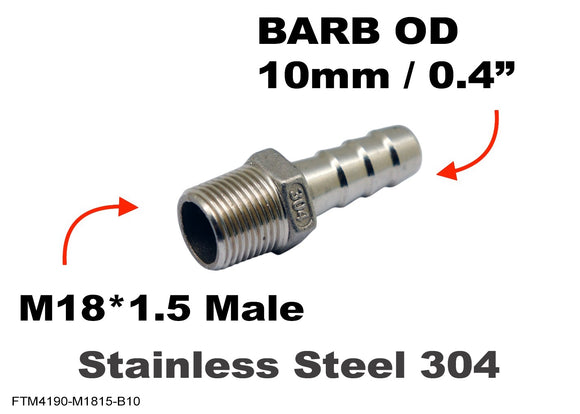 M18*1.5 MALE to BARB OD 10mm / 0.4