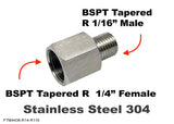 BSPT R 1/4" FEMALE to 1/16" MALE Stainless Sensor Adaptor Fittings Conversion