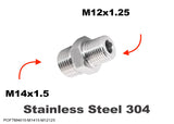 M14x1.5 MALE to M12x1.25 MALE Stainless Sensor Adaptor Fittings Conversion