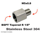BSPT Tapered R 1/8" FEMALE to M5x0.8 MALE Stainless Adaptor Fittings Conversion