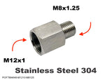 M12x1 FEMALE to M8x1.25 MALE Stainless Sensor Adaptor Fittings Conversion