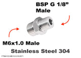 M6x1.0 Male to BSP G 1/8" Male Stainless Sensor Adaptor Fittings Conversion