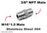M16*1.5 MALE to 3/8" NPT MALE Stainless Sensor Adaptor Fittings Conversion