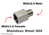 M22x1.5 Female to M22x2.5 Male Stainless Sensor Adaptor Fittings Conversion
