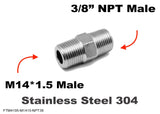 M14*1.5 MALE to 3/8" NPT MALE Stainless Sensor Adaptor Fittings Conversion