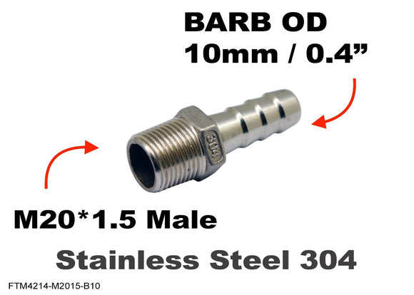 M20*1.5 MALE to BARB OD 10mm / 0.4