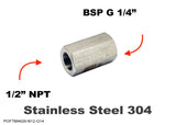 1/2" NPT FEMALE to BSP G 1/4" FEMALE Stainless Adaptor Fittings Conversion