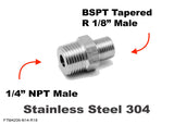 1/4" NPT Male to BSPT Tapered R 1/8" Male Stainless Sensor Adaptor Fittings