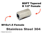 M16x1.5 Female to BSPT Tapered R 1/2" Female Stainless Sensor Adaptor Fittings