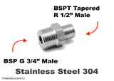 BSP G 3/4" Male to BSPT Tapered R 1/2" Male Stainless Sensor Adaptor Fittings