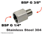 BSP G 1/4" Female to BSP G 3/8" Male Stainless Sensor Adaptor Fitting Conversion