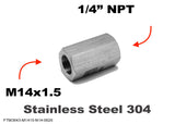 M14x1.5 Female to 1/4" NPT Female Stainless Sensor Adaptor Fittings Conversion