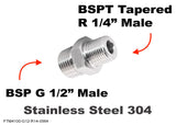BSP G 1/2" Male to BSPT Tapered R 1/4" Male Stainless Sensor Adaptor Fittings