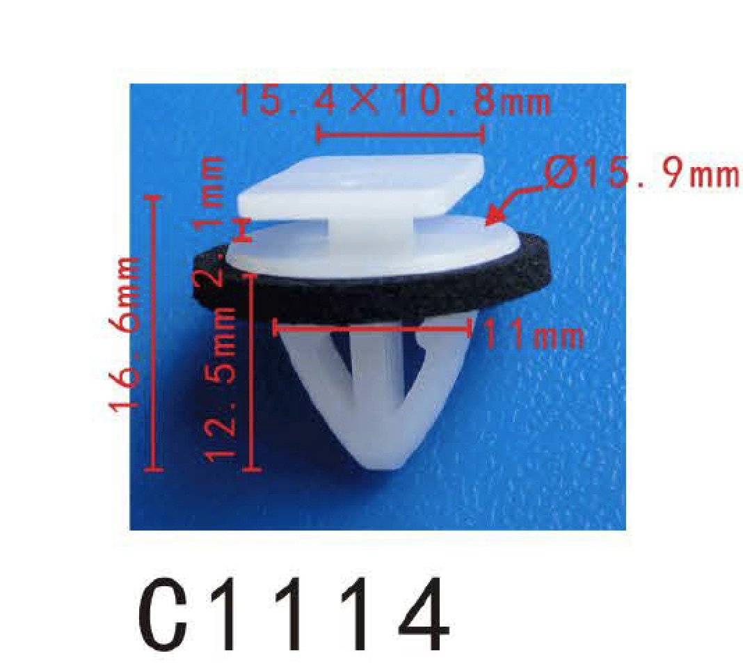 20x Nylon Fit Hyundai Rocker Moulding Rivet Retainer Clip With Sealer (16x12mm)