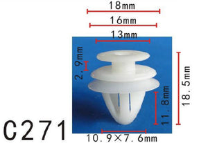 20x Nylon Fit Toyota Quarter Board Inside Trim Panel Retainer Clip (18x11x11mm)