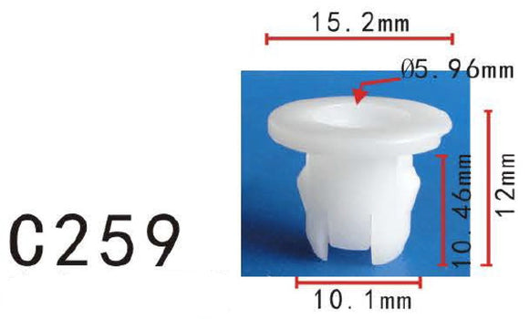 20x Nylon Fit Mitsubishi #MB817060 6mm ID Headlight Grommet Nut Clip 9mm Hole