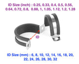 Rubber Lined U Shape Clips Clamp Cable Manage, for Stainless Steel Hose Pipe, 2 Pieces per Pack, Multiple Size