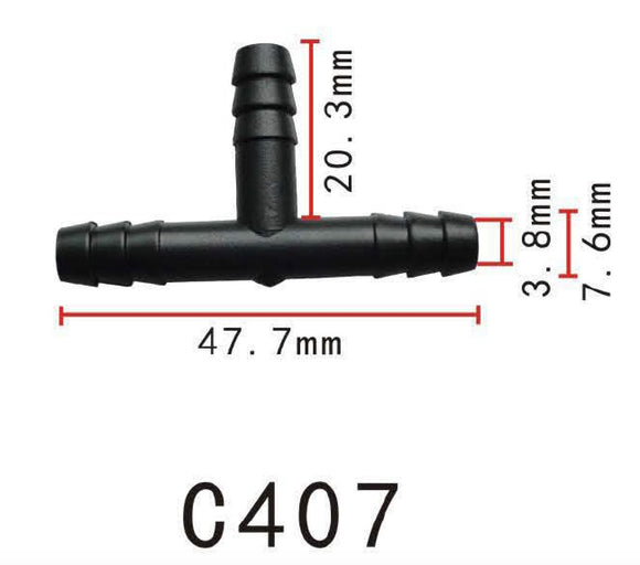 10x Nylon Tee Connector Joiner 3 ways T Hose Line 7mm 0.27in