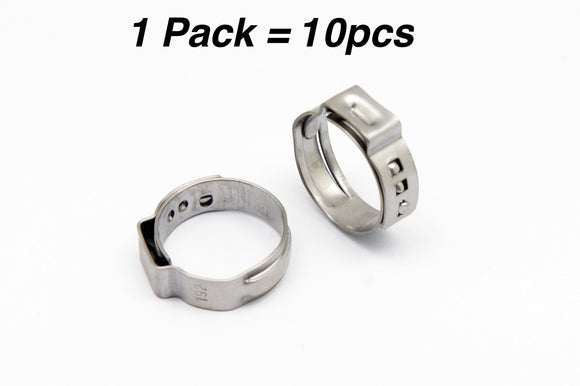 Stainless Ear Crimp Clamps for PEX Tubing, Multiple Size