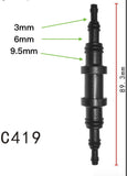 3-Way T-Piece Reducer Vacuum Hose Joiner, OD=3-6 - 9mm (0.12" - 0.24" - 0.32") (Pack of 5)