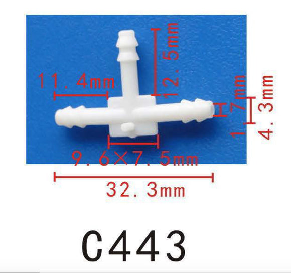 3-Way T-Piece Vacuum Hose Joiner, OD=3mm (0.12