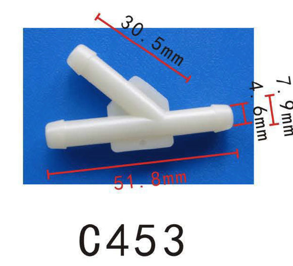 3-Way Y-Piece Vacuum Hose Joiner, OD=6.5mm (0.26