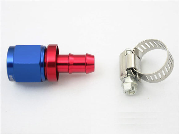 Alloy Push-On AN Hose End Fitting Adapter, Blue/Red, Multiple Angle & Size
