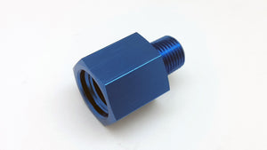 Alloy Fitting Gauge Sensor Sender Thread Reducer, Female M12 P1.5 to Male 1/8 NPT Blue